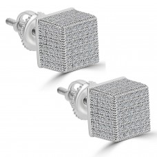 1.37 ct Round Cut Cubic Zirconia Stud Earrings in Screw Back